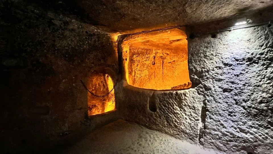 Narrow gallery in a Cappadocia underground city