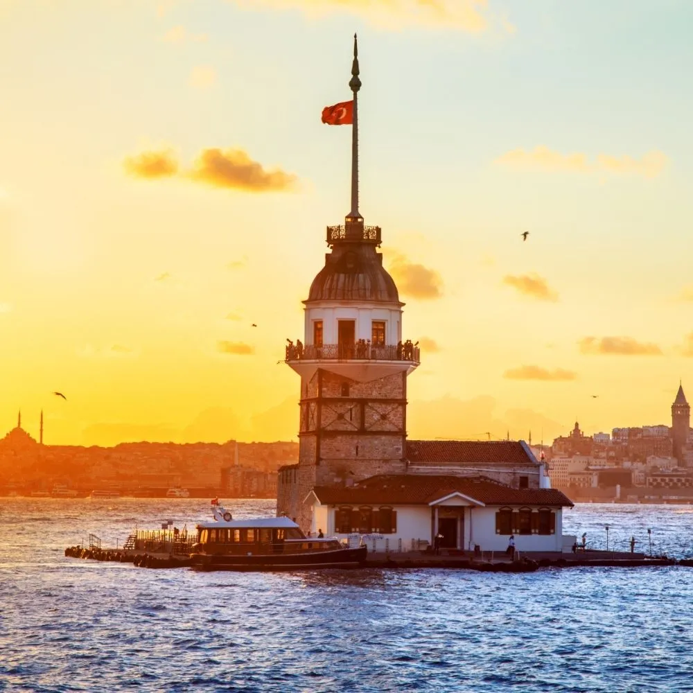 Maiden's Tower at sunset, off Üsküdar